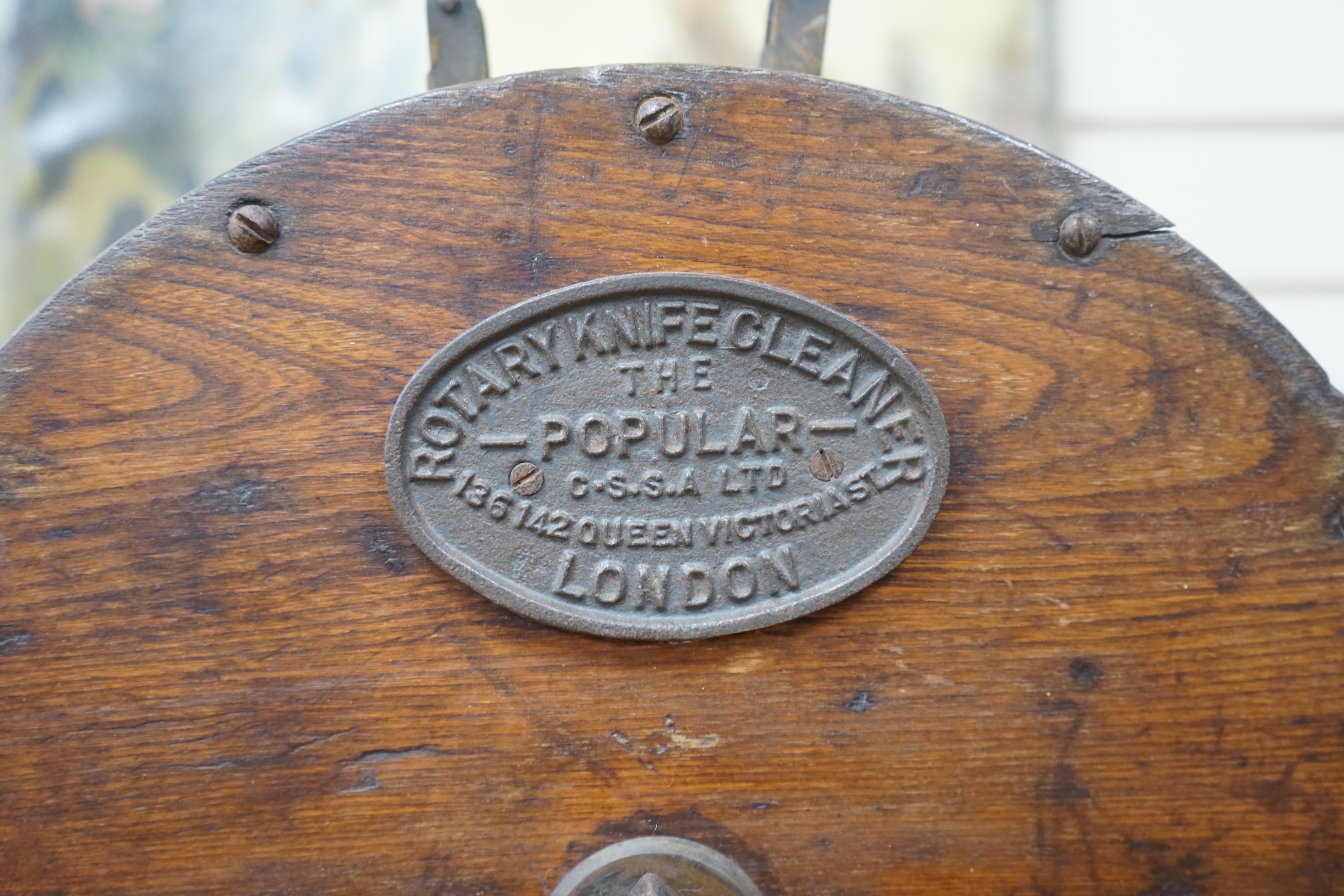 Knife Cleaner by CSSA Ltd 136-142 Queen Victoria Street, London, together with a Burroughes and Watts, London, snooker cue, in case, cue 147cm long (2). Condition - fair, tin snooker container rusty